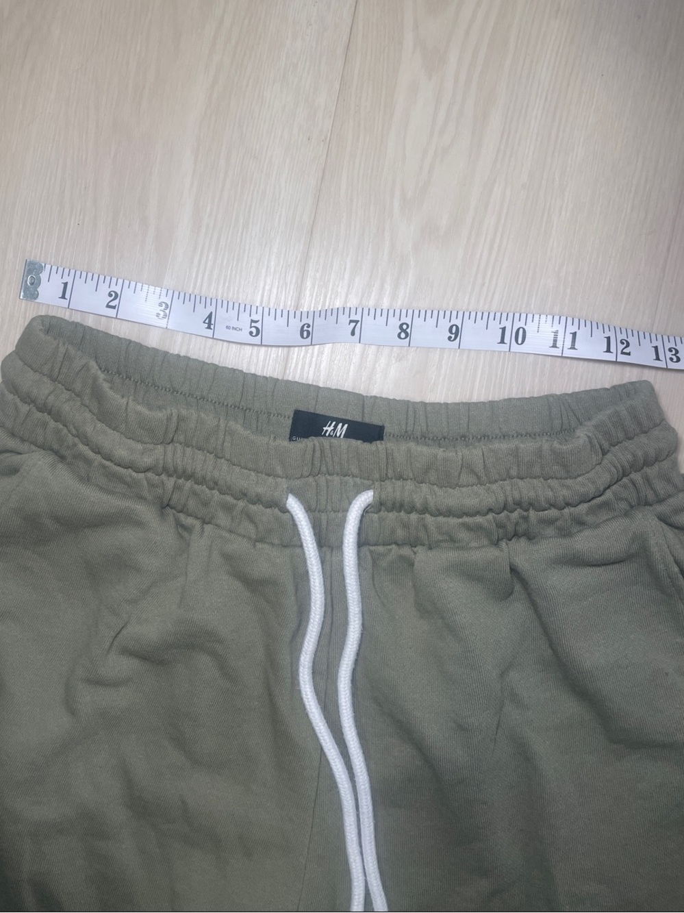H&M Olive Green Athletic Shorts with White Drawstring - Picture 5 of 6